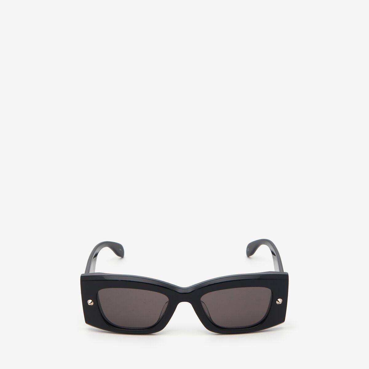 Alexander McQueen Unisex Black Spike Studs Rectangular Sunglasses (Acetate)